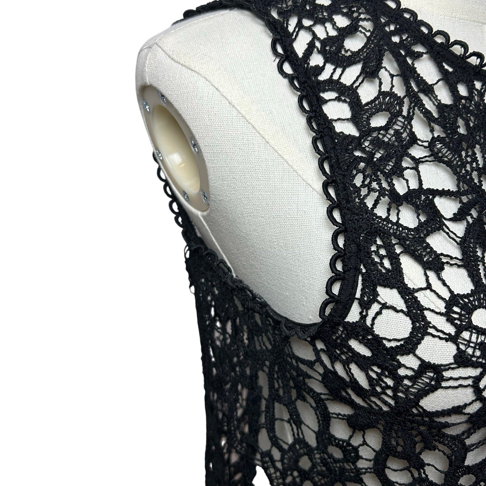 Black Sheer Lace Sleeveless Top Metal Zip Goth Glam S Whimsigoth Coquette Grunge