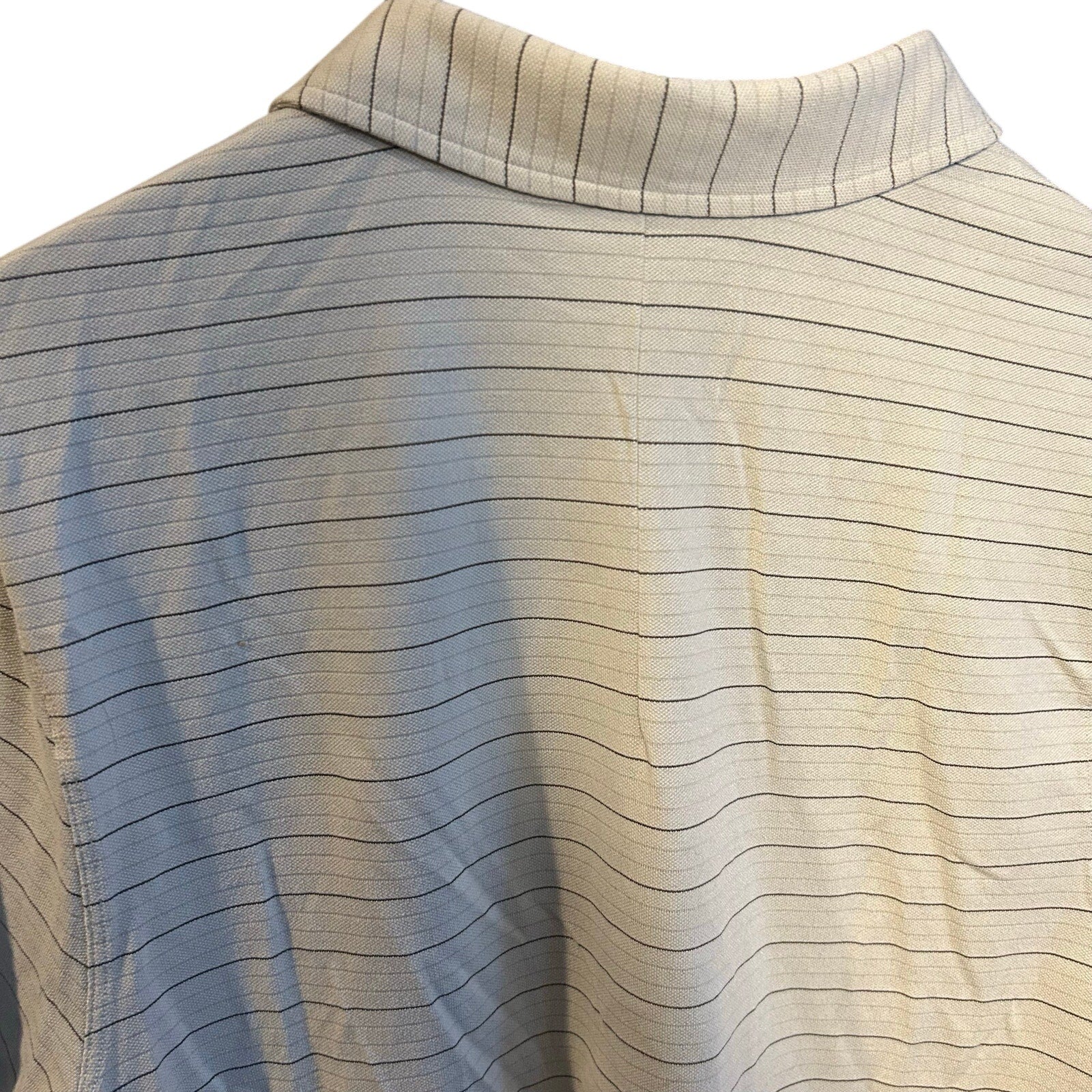 Athleisure Striped Short Sleeve Polo Shirt Grey White Size Small 19x29