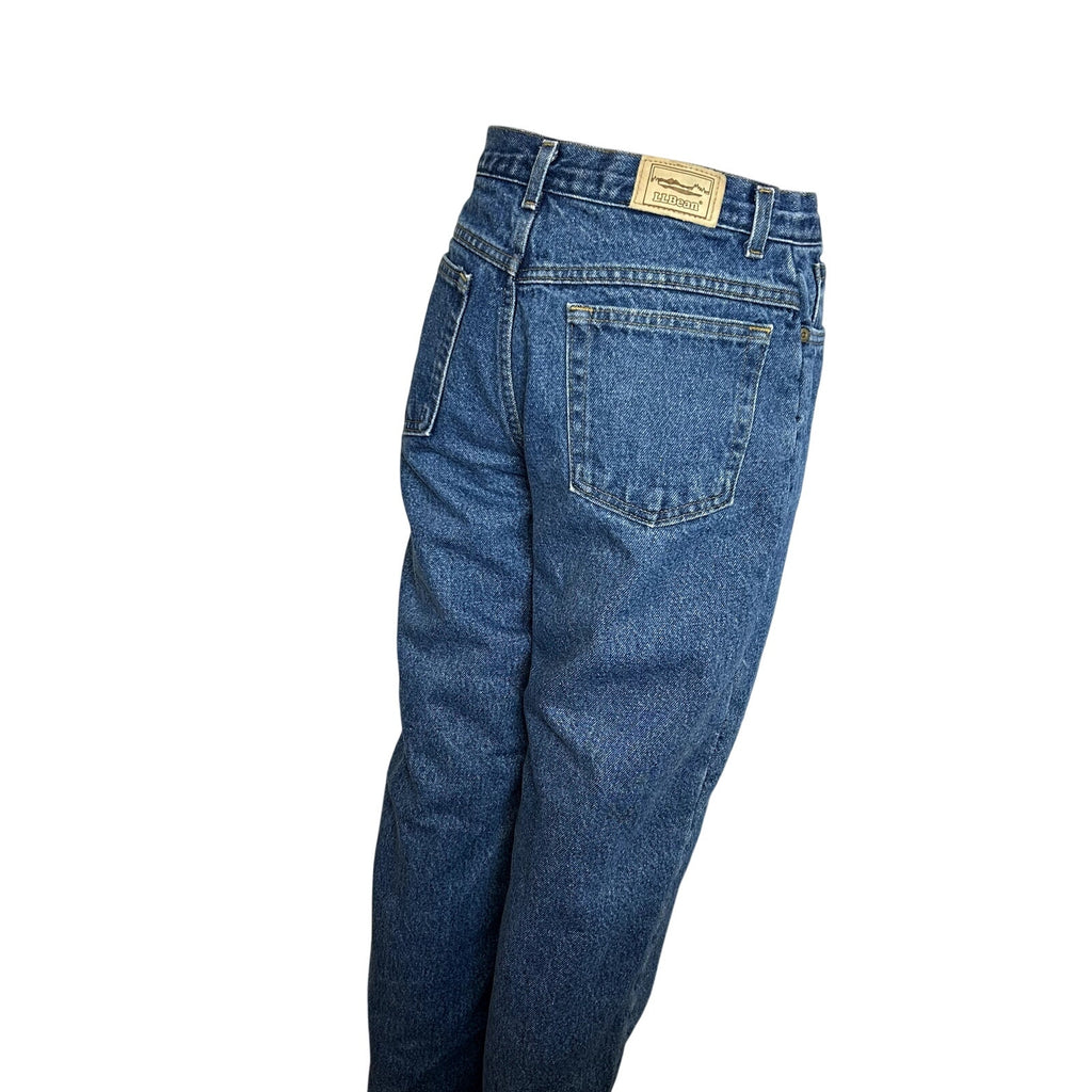 VTG 90s LL Bean 27 Blue Fleece Lined Denim Jeans Double L High Rise Warm USA