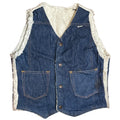 VTG 70s Nelson Denim Sherpa Vest Western Ranchcore Medium Workwear Biker Retro