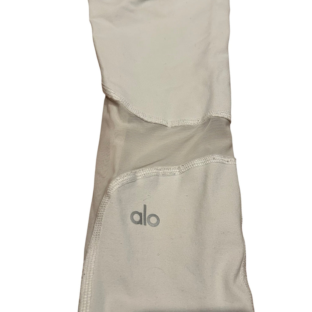 Womens Alo Yoga Cropped Leggings White XS Mesh Cutout Pilates Athleisure
