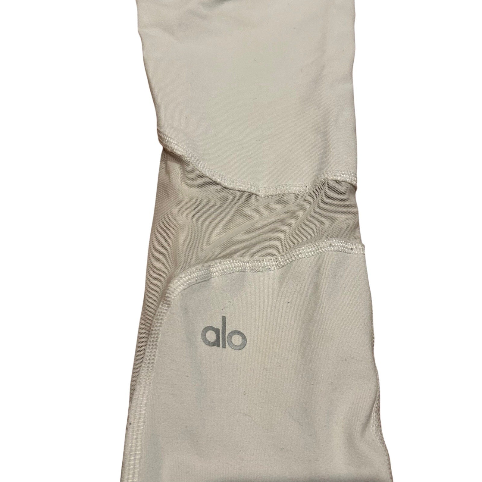 Womens Alo Yoga Cropped Leggings White XS Mesh Cutout Pilates Athleisure