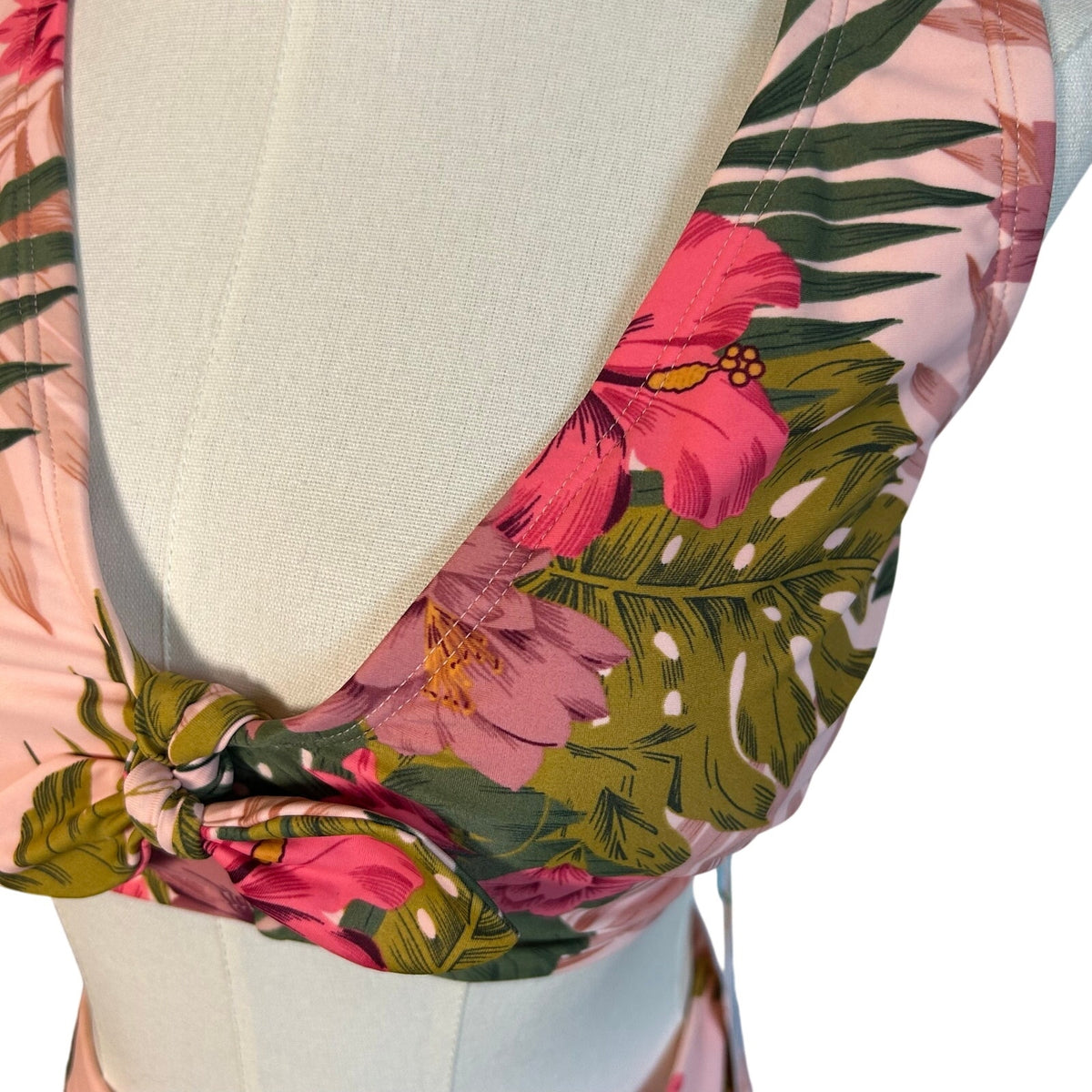 NWT Kona Sol Pink Green Triangle Bikini Swimsuit Set L D/DD Coquette Glam Boho