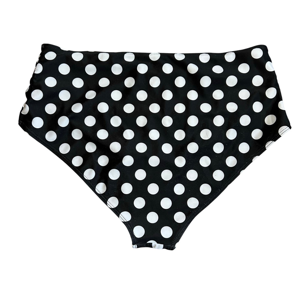 Black White Polka Dot High Waist Bikini Bottom Retro Swim XL Coquette Twee Glam