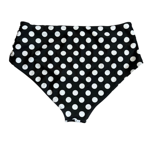 Black White Polka Dot High Waist Bikini Bottom Retro Swim XL Coquette Twee Glam