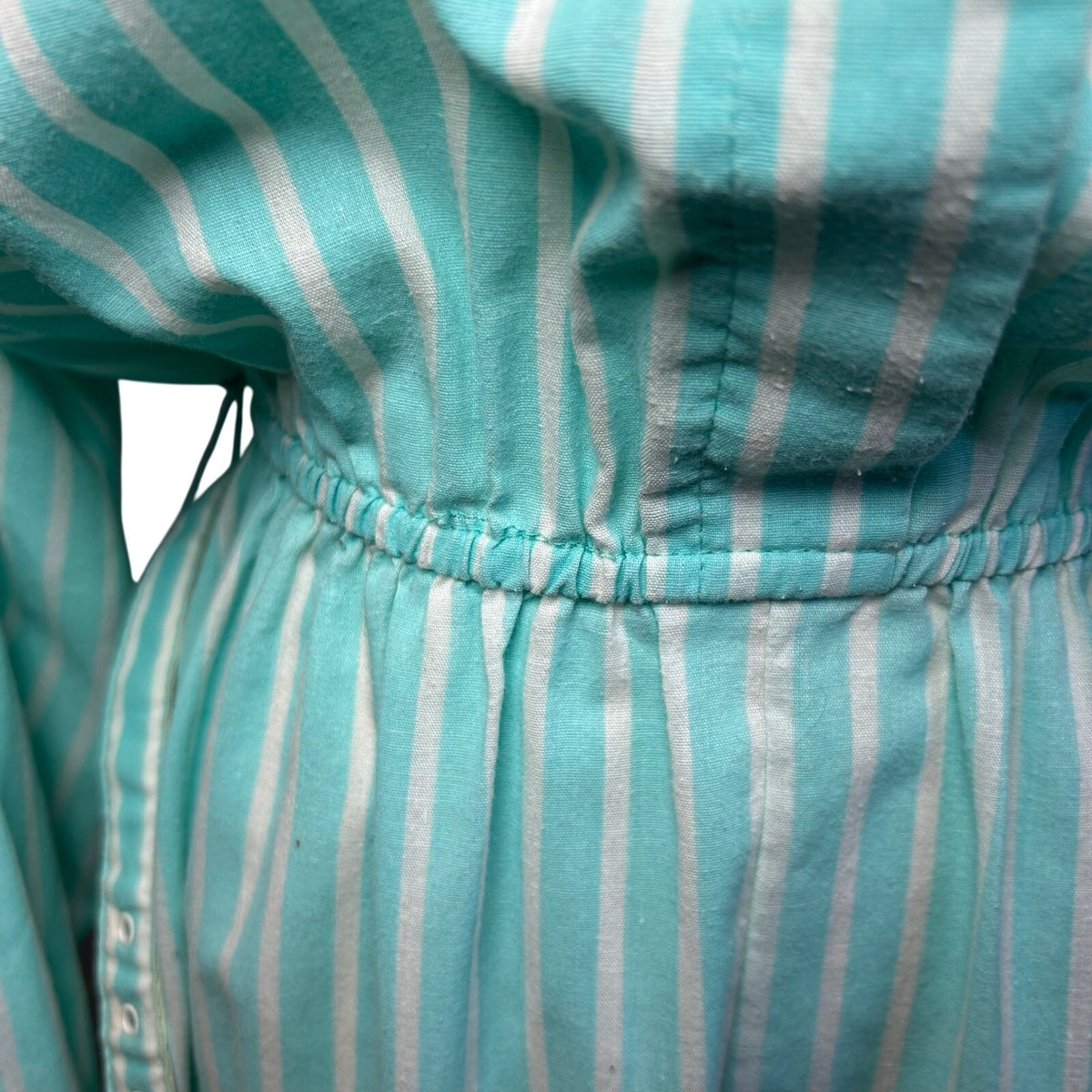 VTG 80s Carriage Court Teal Striped Belted Midi Dress M Retro Preppy Cottage