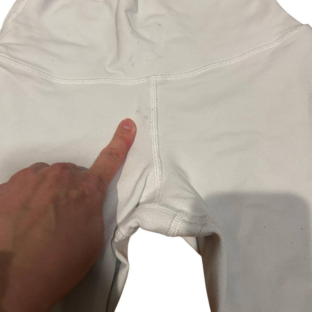 Womens Alo Yoga Cropped Leggings White XS Mesh Cutout Pilates Athleisure