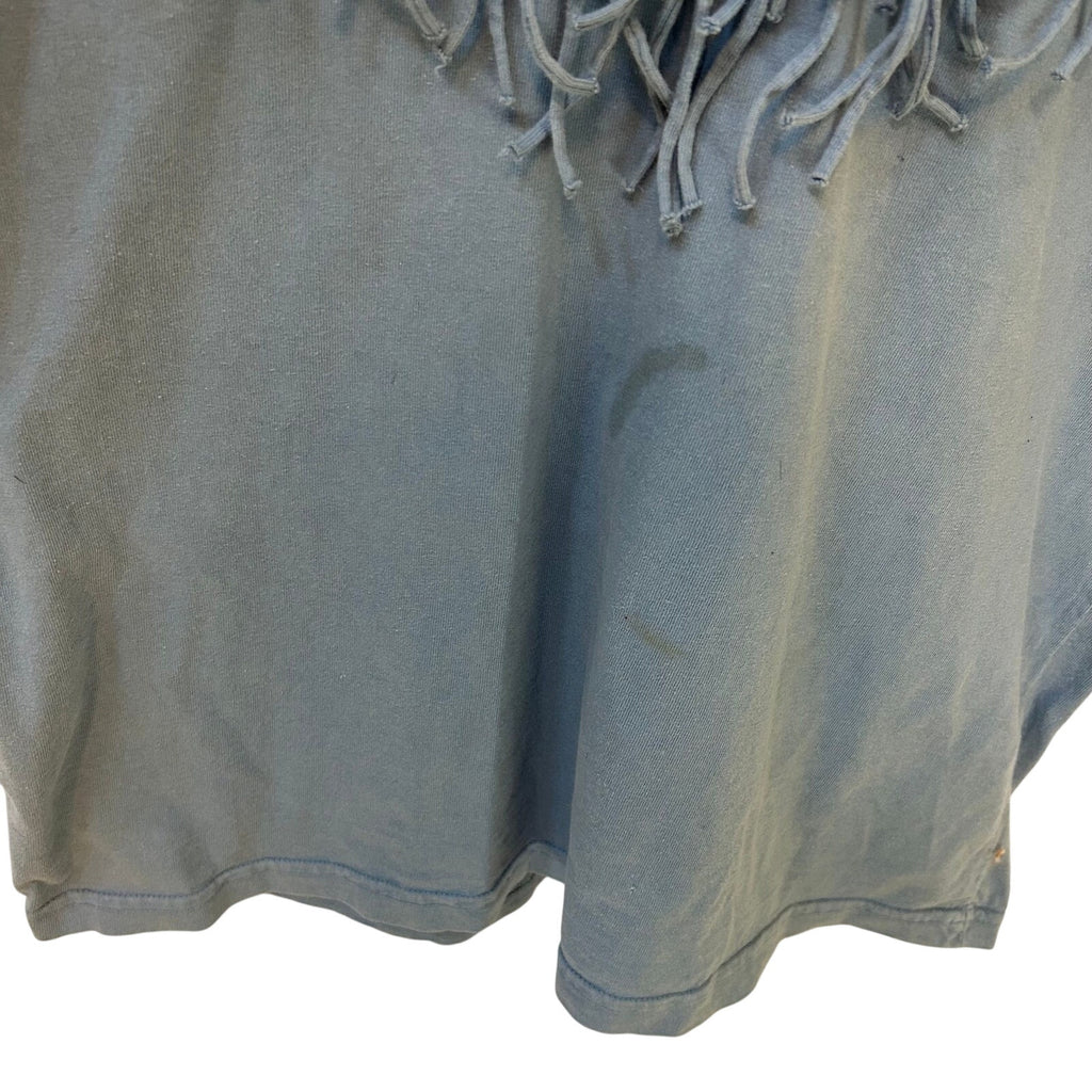 VTG Ever Blue Blue Fringe Beaded One Size Whimsygoth Western Boho V-Neck Tee
