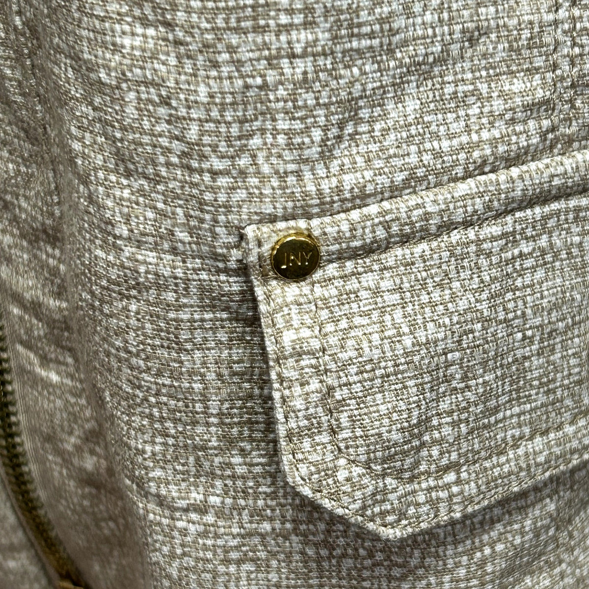 Jones New York Collection 16 Tan Cotton Stretch Moto Peplum Utility Jacket Chic