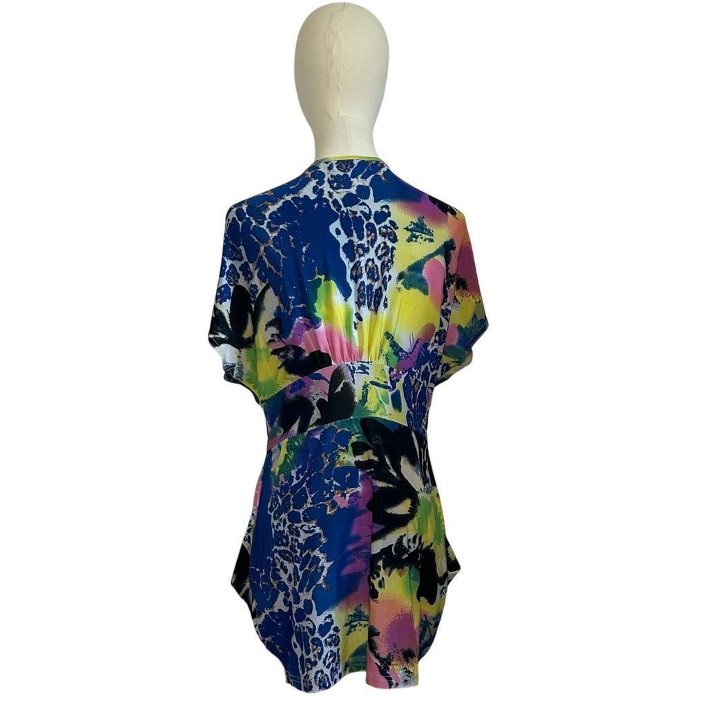 VTG Y2K Roommates Multicolored 4 Mini Dress Pockets Belt Retro Indie Twee Party