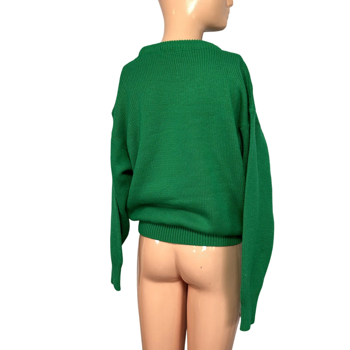 VTG 90s Alicia M Green Cable Knit Relaxed Cottage Sweater Casual Comfy Preppy