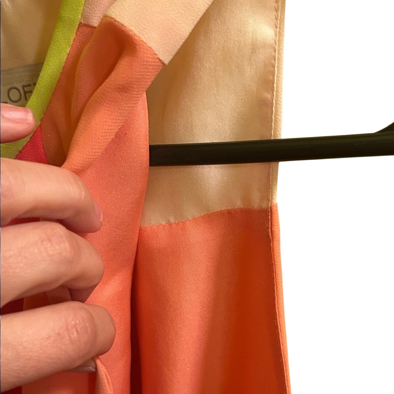 LOFT Colorblock Pleated Midi Dress Pink Coral Neon Green Belt 6 Preppy Retro