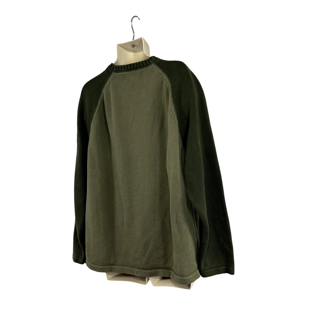 Eddie Bauer 2XL Green Dolman Sleeve Cotton Gauge Sweater Casual Basic Monochrome