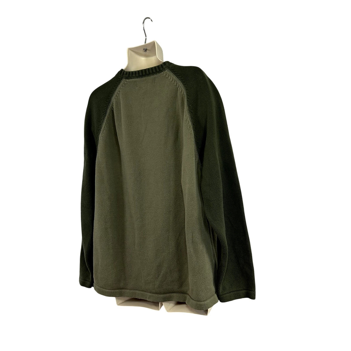 Eddie Bauer 2XL Green Dolman Sleeve Cotton Gauge Sweater Casual Basic Monochrome