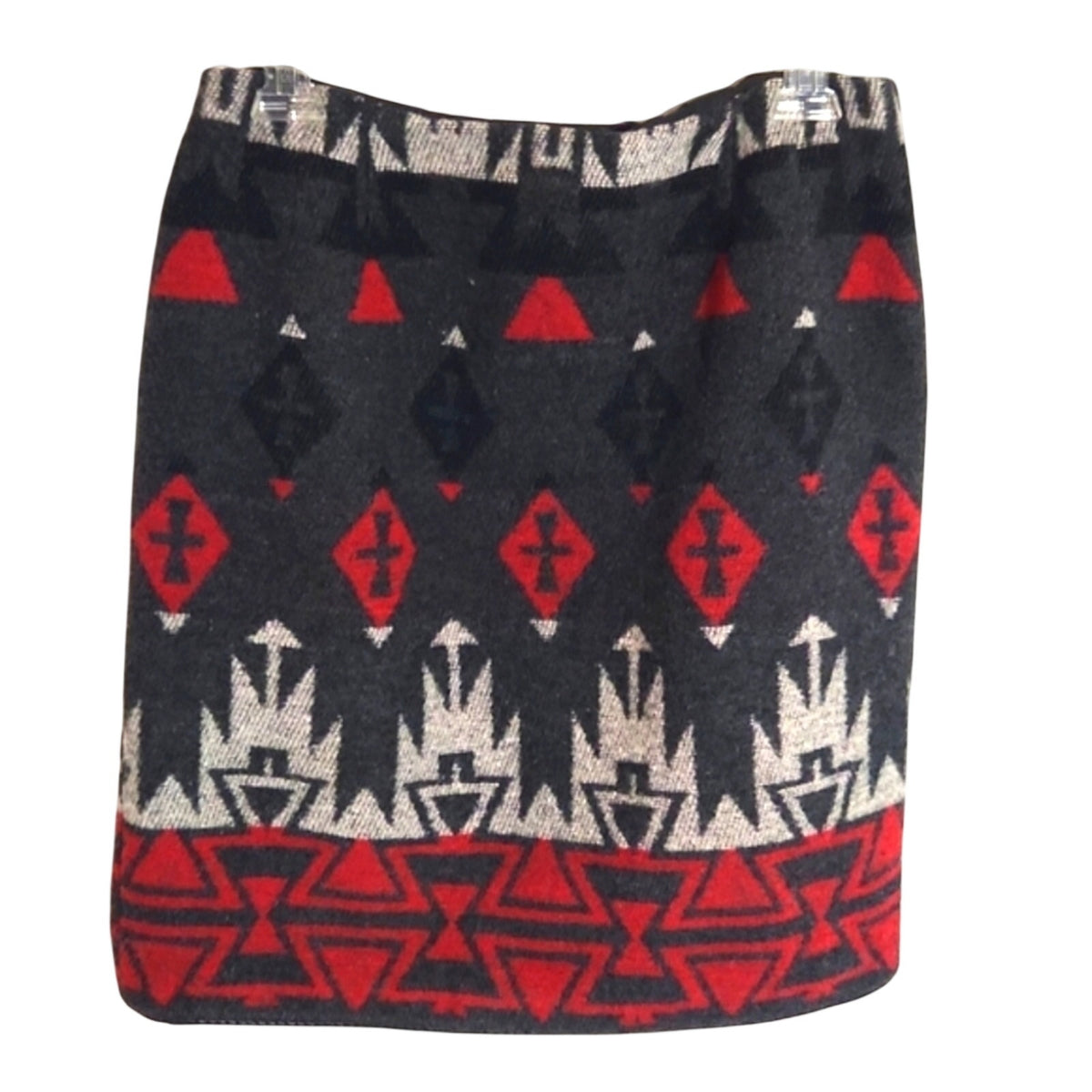 VTG The Last Best Place Southwestern Wool Blend Mini Skirt Black Red Aztec Sz 10