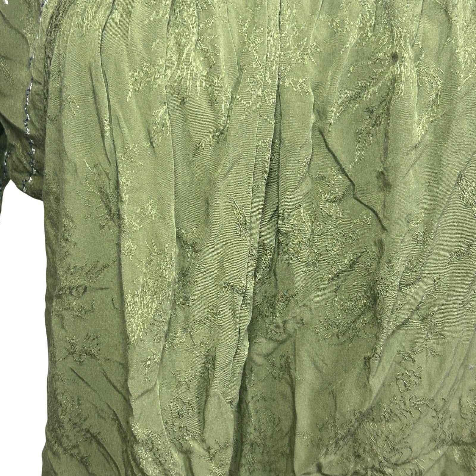 Knox Rose Blouse Small Green Rayon Embroidered Boho Peasant Indie Retro Cottage
