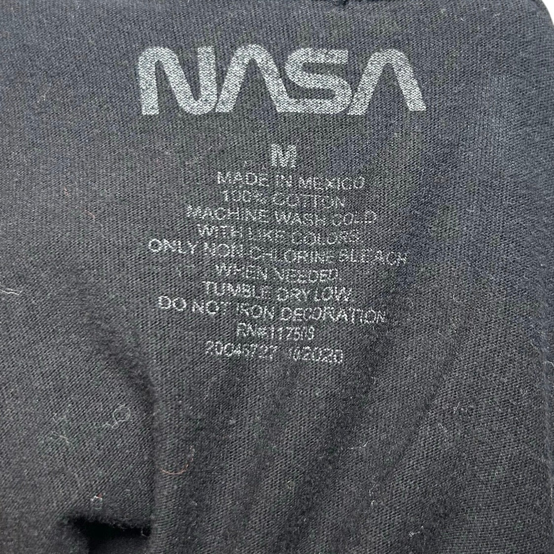 NASA Space Shuttle Graphic Black Cotton T-Shirt M Grunge Y2K Geek Science Retro