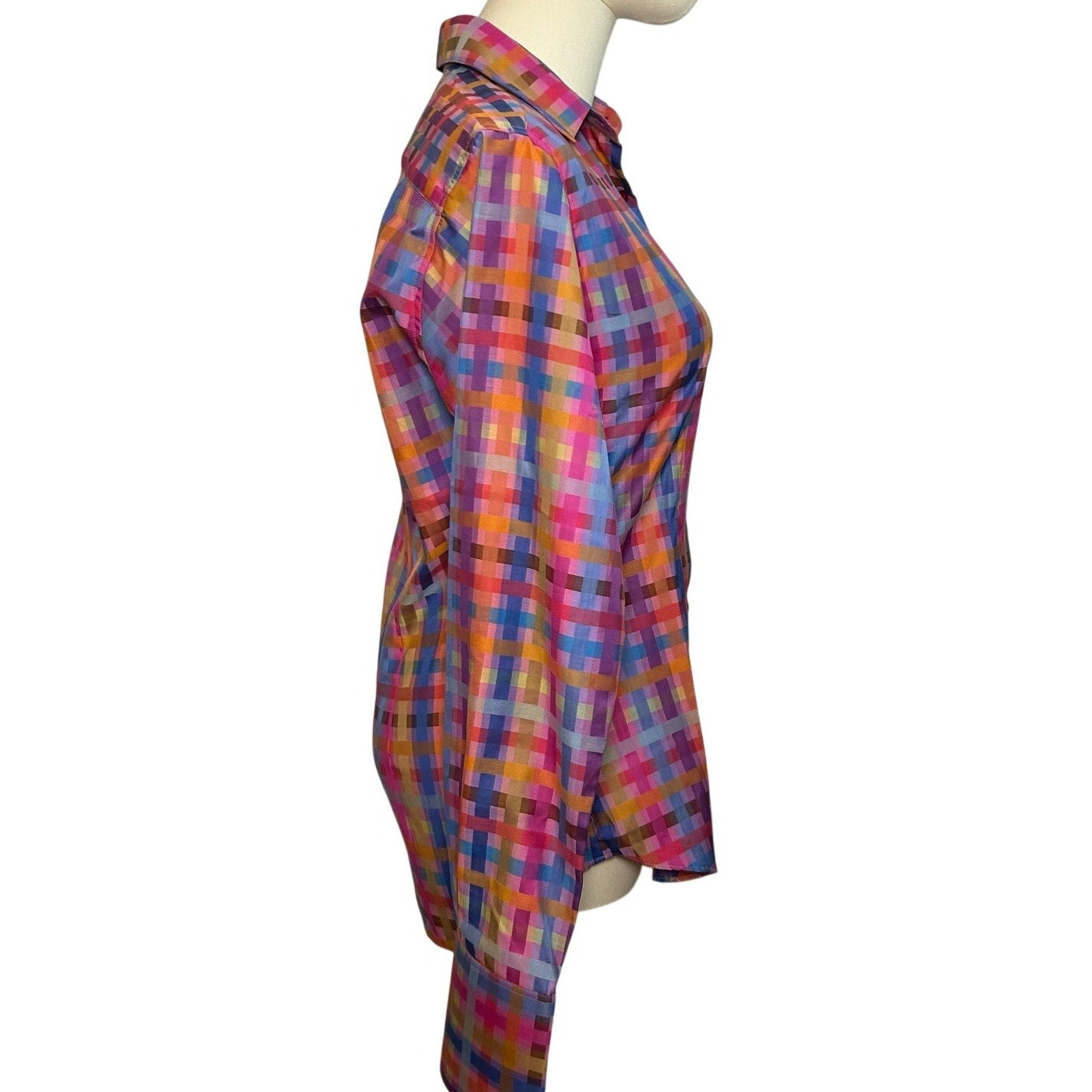 VTG 90s John Braye Florence Grid Print Button Down Shirt Small Office Siren Y2K