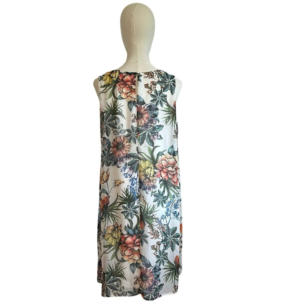 Emma & Michele Multicolor Floral Chiffon Pleated PL Mini Dress Keyhole Coquette