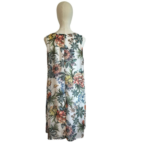 Emma & Michele Multicolor Floral Chiffon Pleated PL Mini Dress Keyhole Coquette