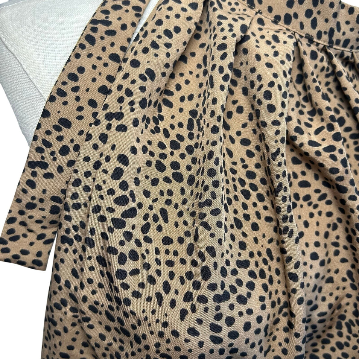 Brown Leopard Print S Top Pussy Bow Halter Neckline Y2K Boho Preppy Office Siren
