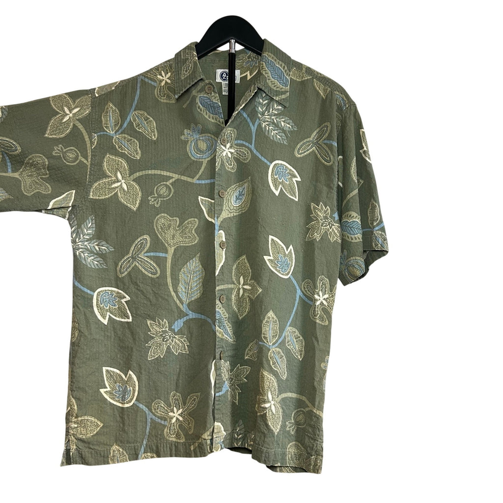 VTG Y2K Arizona Jean Co S Green Seersucker Button Down Shirt Casual Streetwear