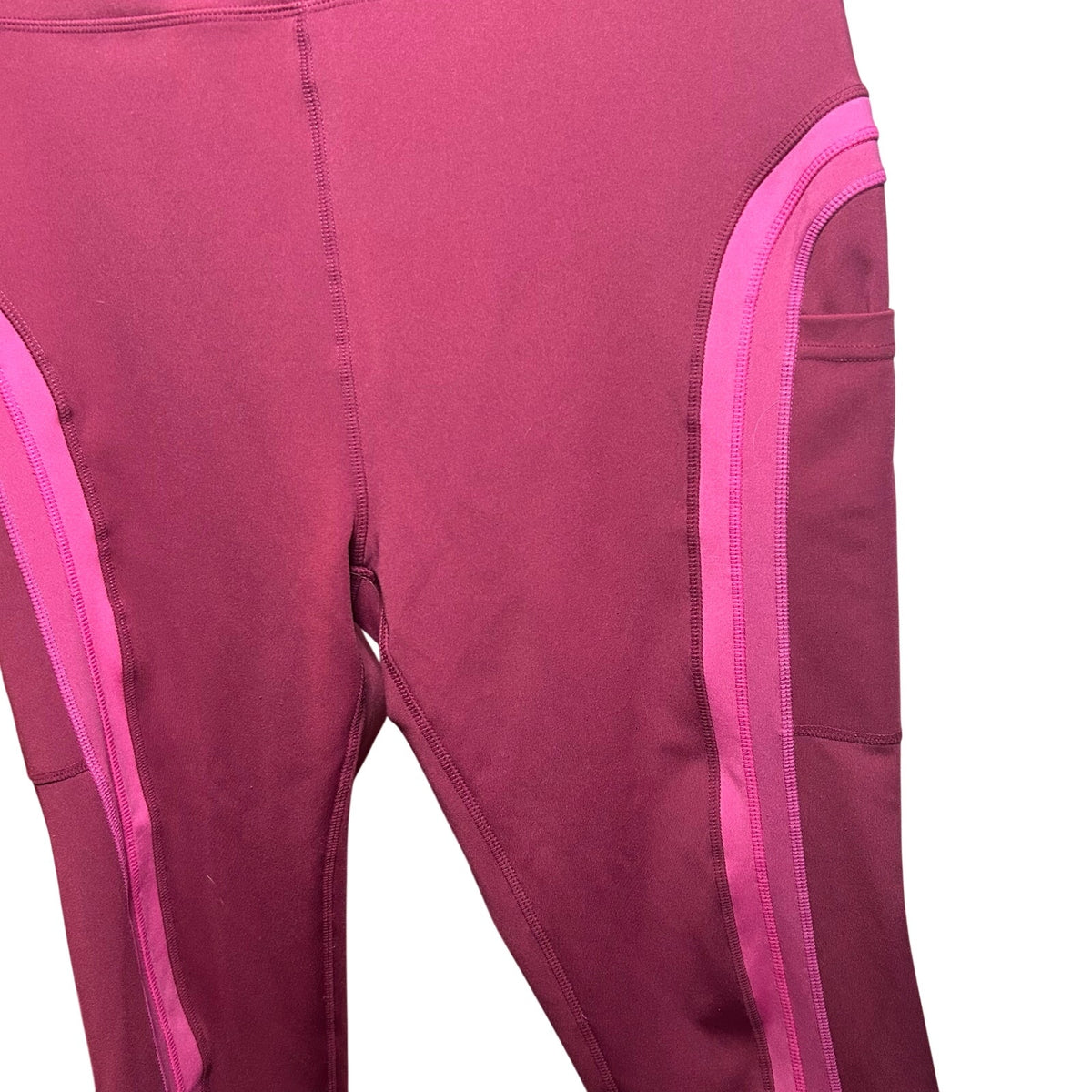 Pop Fit High Waisted Pocket Leggings Magenta Pink 2X Activewear Yoga Two Tone