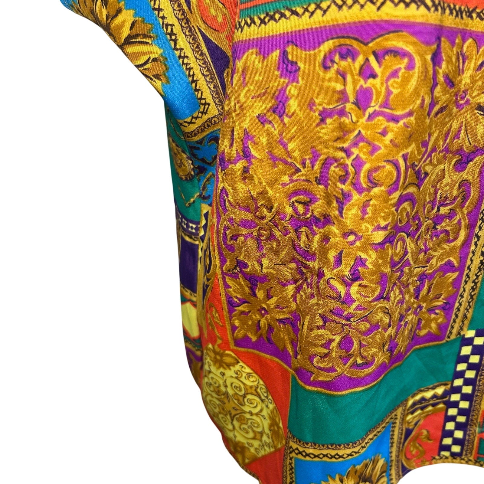 VTG 80s Multicolor Geometric L Short Sleeve Top Office Siren Maximalist Retro