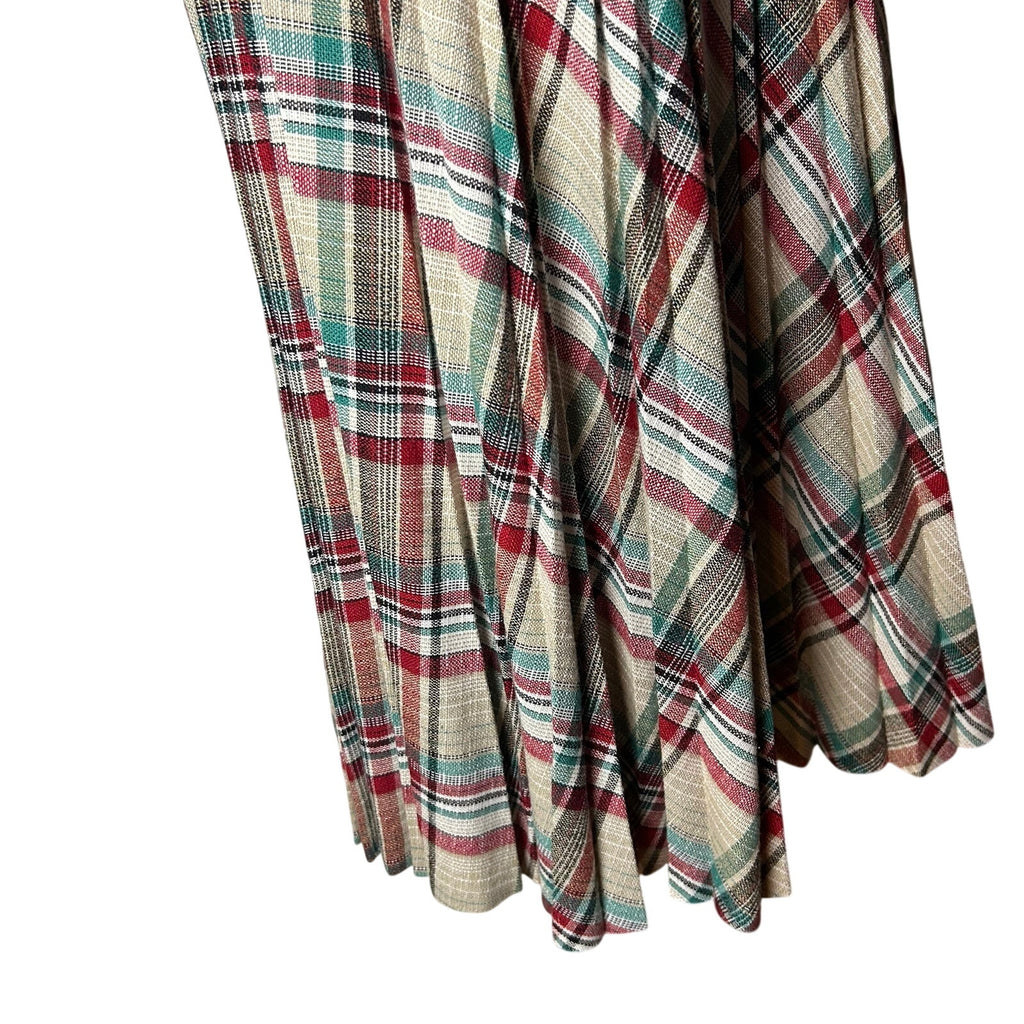 VTG 70s Pan-Her Plaid Pleated Skirt XS Preppy Dark Academia Twee Indie Retro