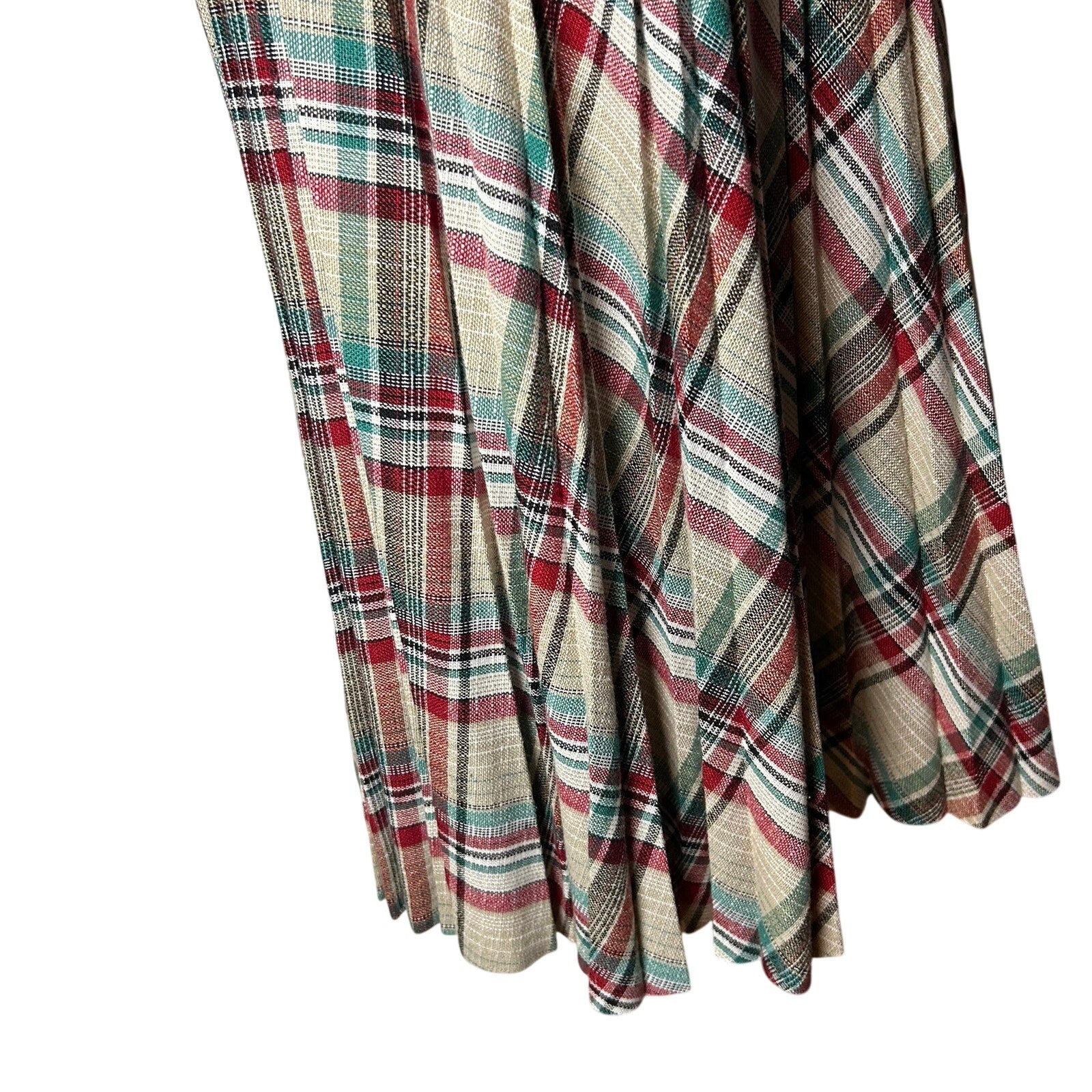 VTG 70s Pan-Her Plaid Pleated Skirt XS Preppy Dark Academia Twee Indie Retro