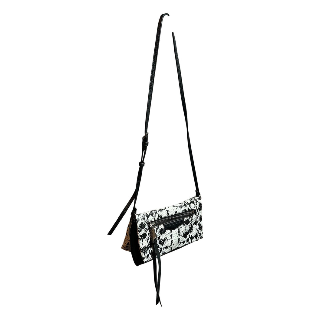 Aimee Kestenberg Bali Convertible Leather Crossbody Bag Snake Print Black White