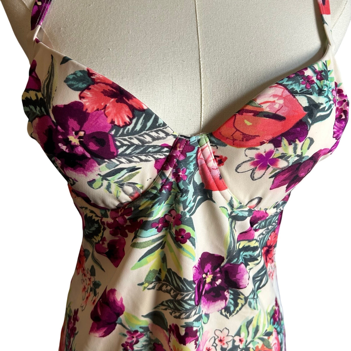 Smart & Sexy Swim Pink Tankini Top 36C & Skirted Briefs Set L Coquette Retro Y2K