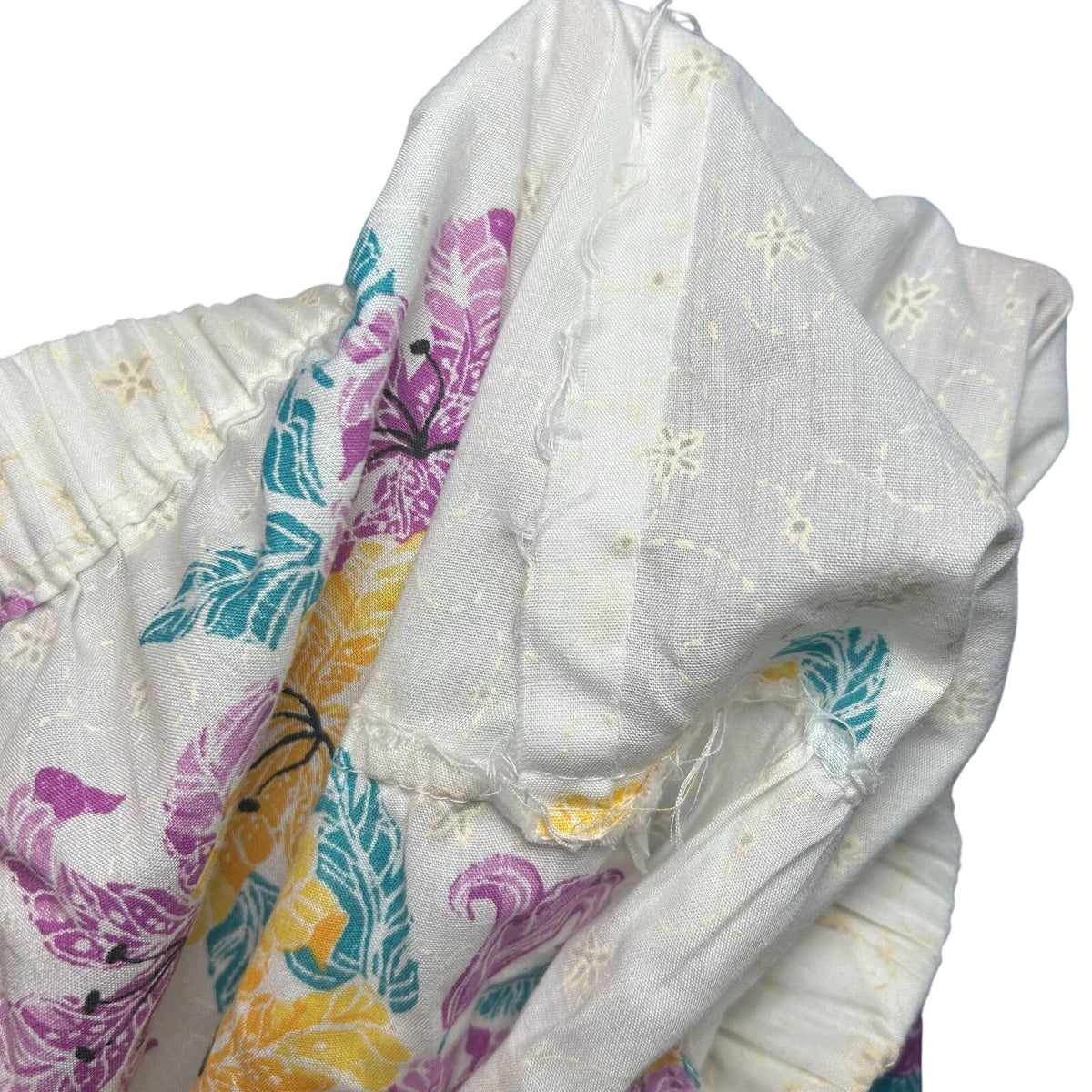 VTG 80s White Floral Broomstick Skirt M L Hawaiian Boho Cottage Fairy Retro