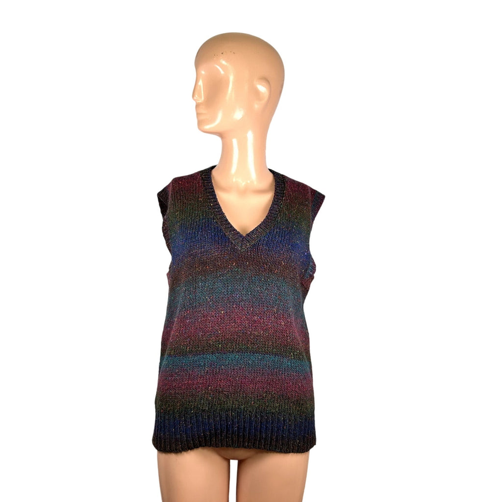 VTG 90s LAbeille XS Blue Purple Sweater Vest Preppy Grandpa Dark Academia Retro