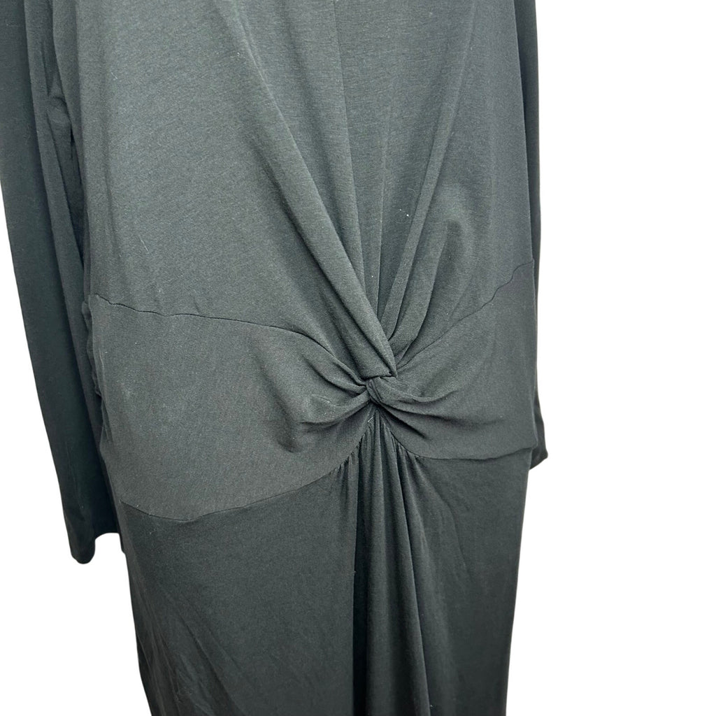 Lands End L Cotton Modal Black Twist Waist Maxi Dress Pockets Loungewear Modest