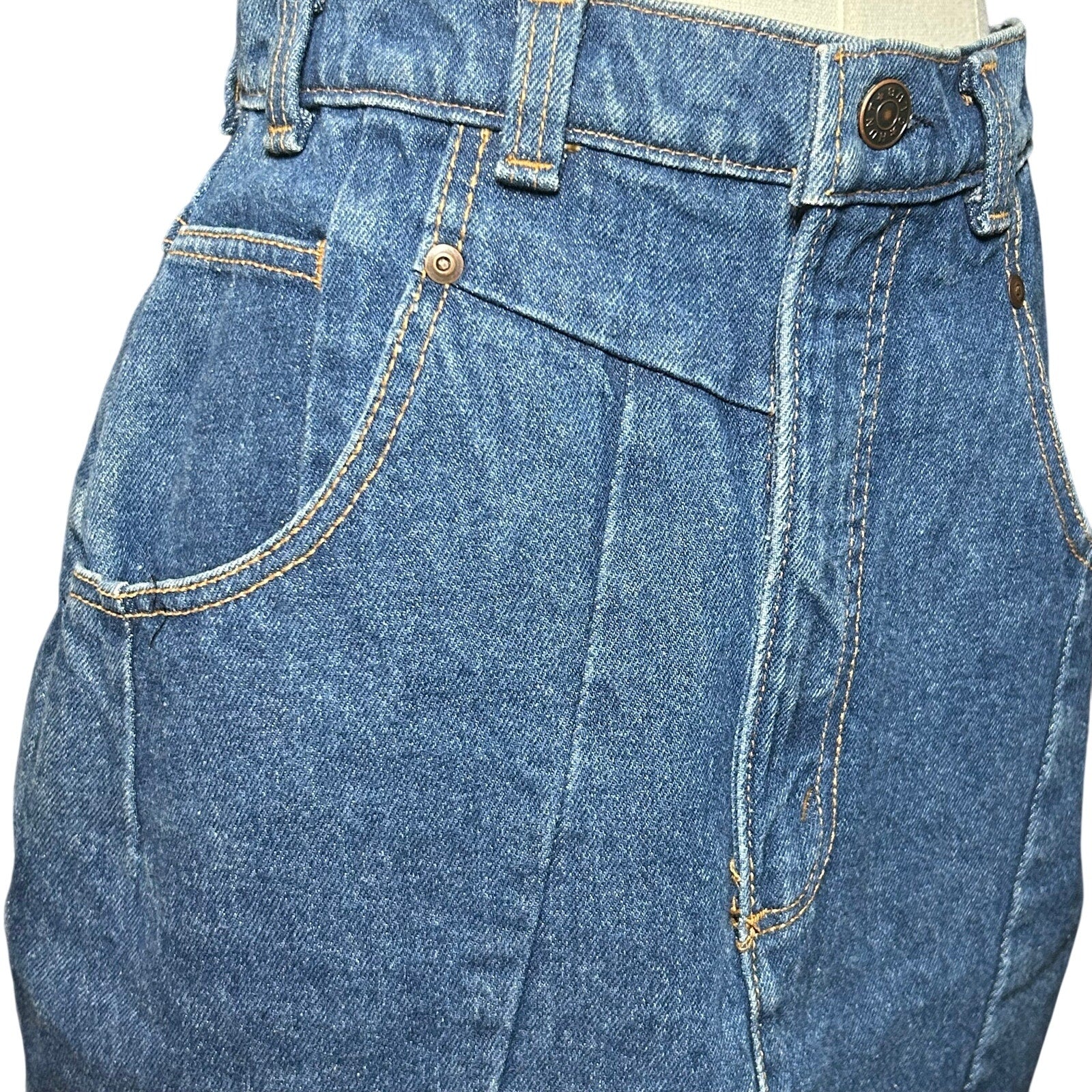 VTG Hunt Club Denim Mini Skirt Made in USA High Waisted Paneled Blue Size 4