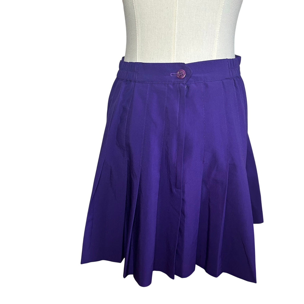 VTG 80s Lejay Purple Pleated Mini Skirt M Tennis Activewear Preppy Retro Casual