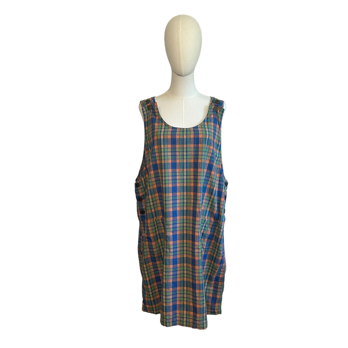 VTG 90s Hunters Run 8 Plaid Sleeveless Jumper Mini Dress Grunge Preppy Indie