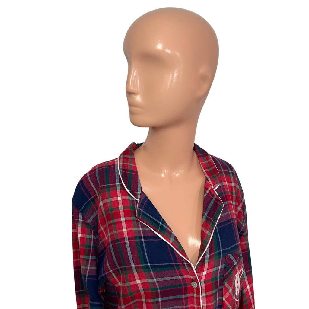 Victoria's Secret Plaid Flannel Pajama Set Red Tartan M Lounge Y2K Holiday