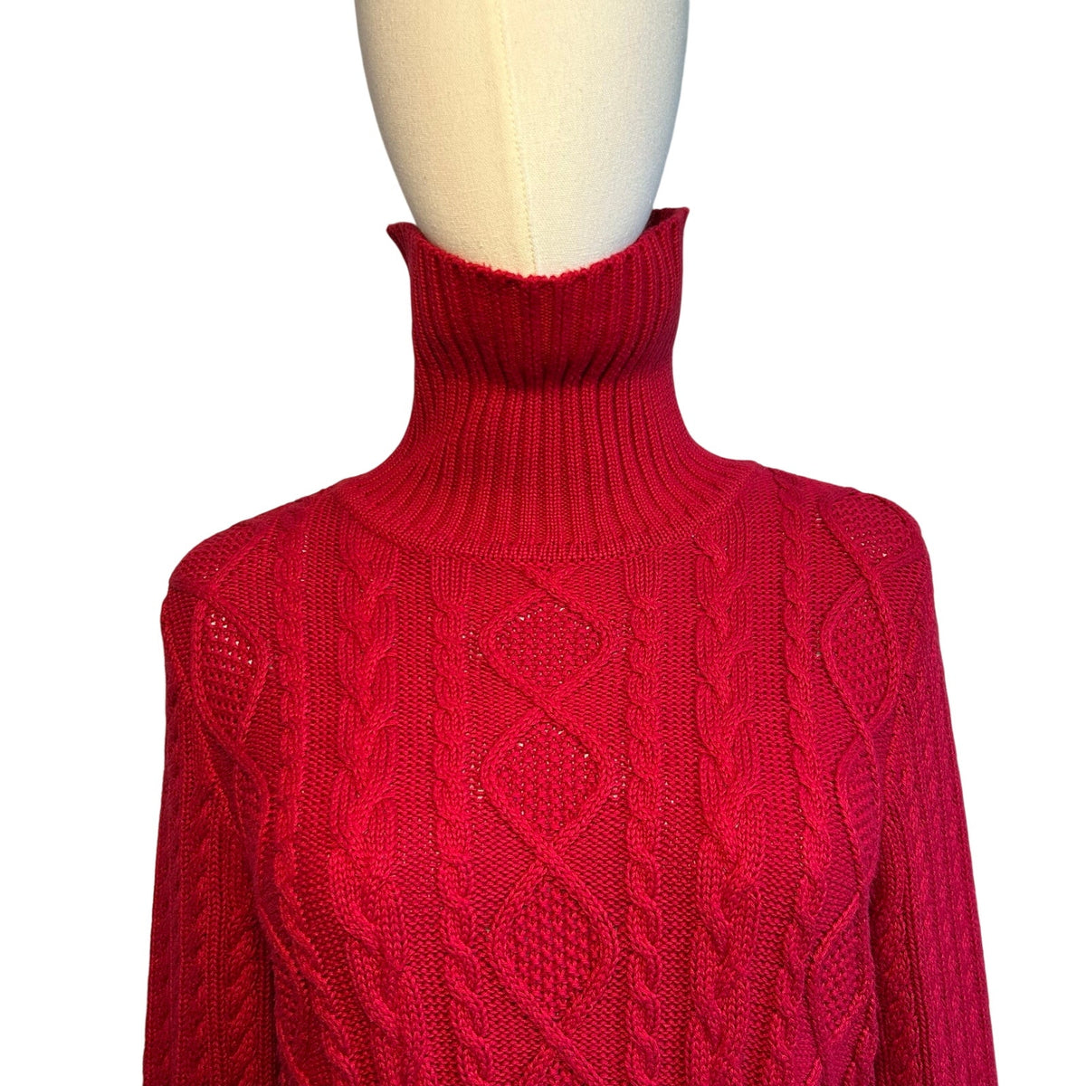 VTG 90s Jeanne Pierre Turtleneck M Sweater Cotton Knit Minimalist Retro Preppy