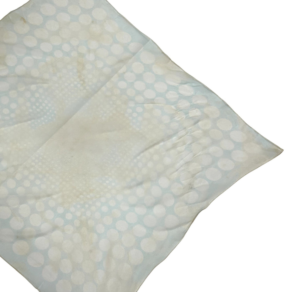 VTG 70s Cream Green Scarf Square Polka Dot Print Coquette Retro Twee Cottage