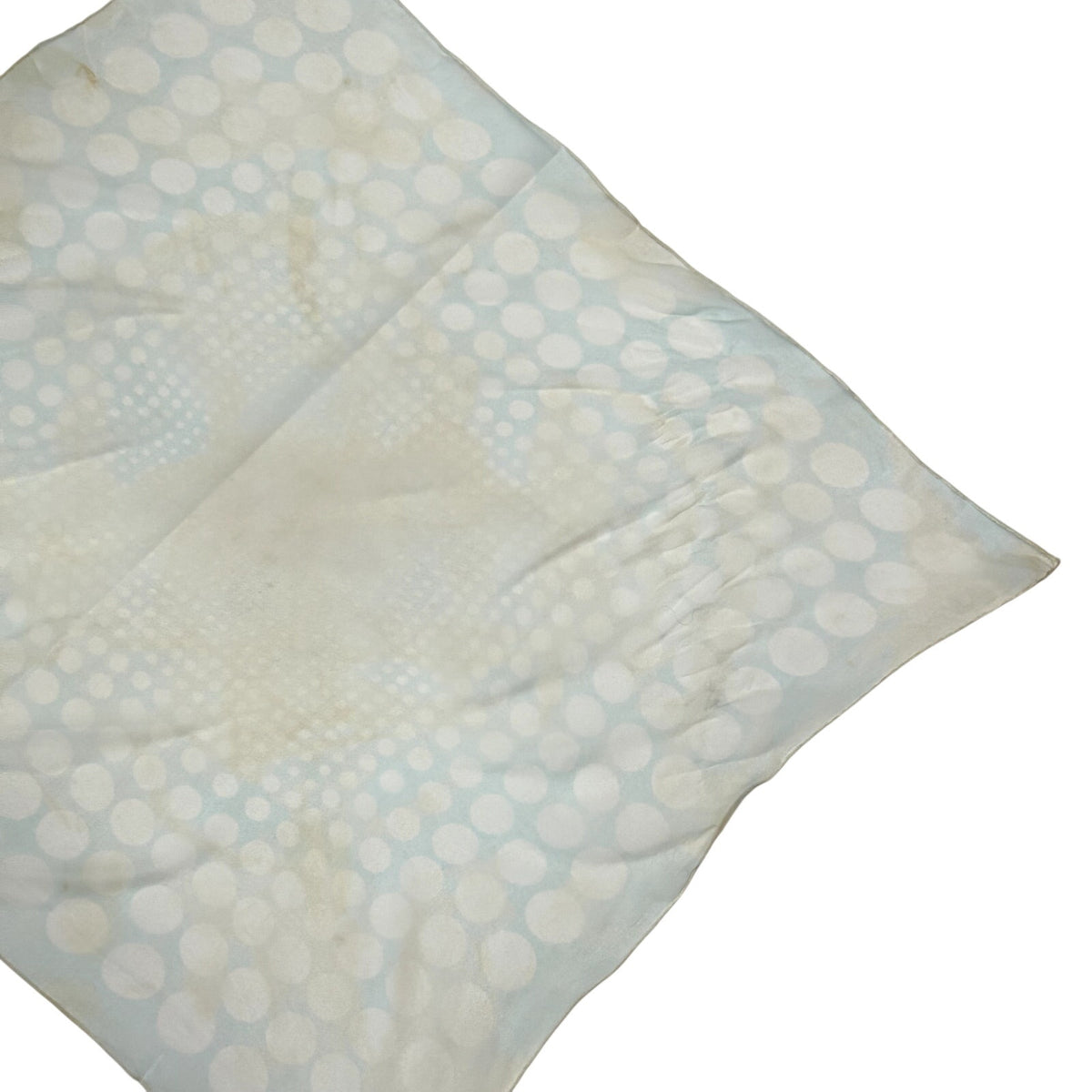 VTG 70s Cream Green Scarf Square Polka Dot Print Coquette Retro Twee Cottage