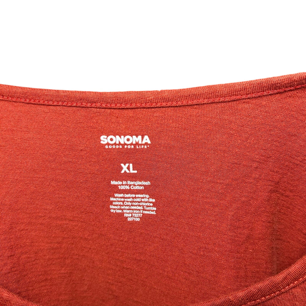 Sonoma Rust Red Cotton Slub Knit Pocket Tank XL Loungewear Casual Minimalist