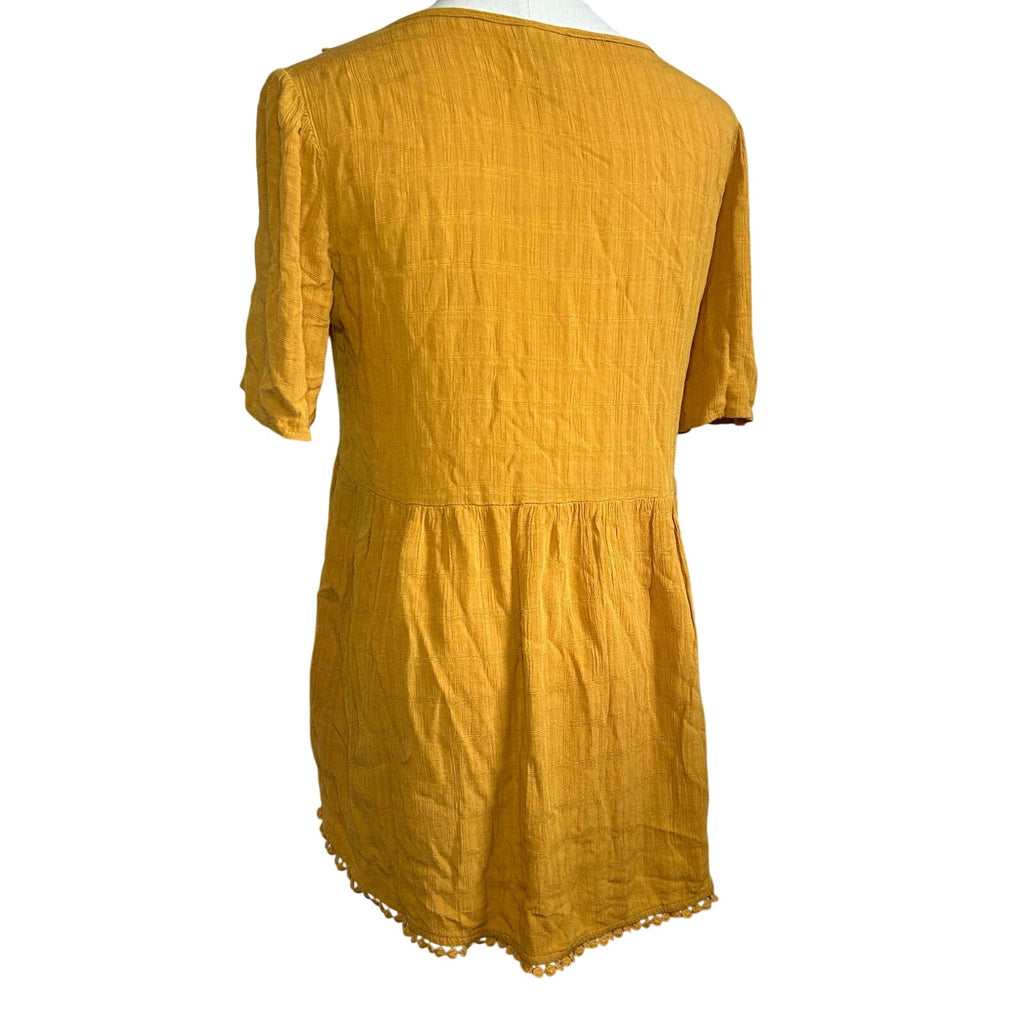 Knox Rose M Yellow Embroidered Tunic Top Boho Peasant Cottage Fairy Indie Casual