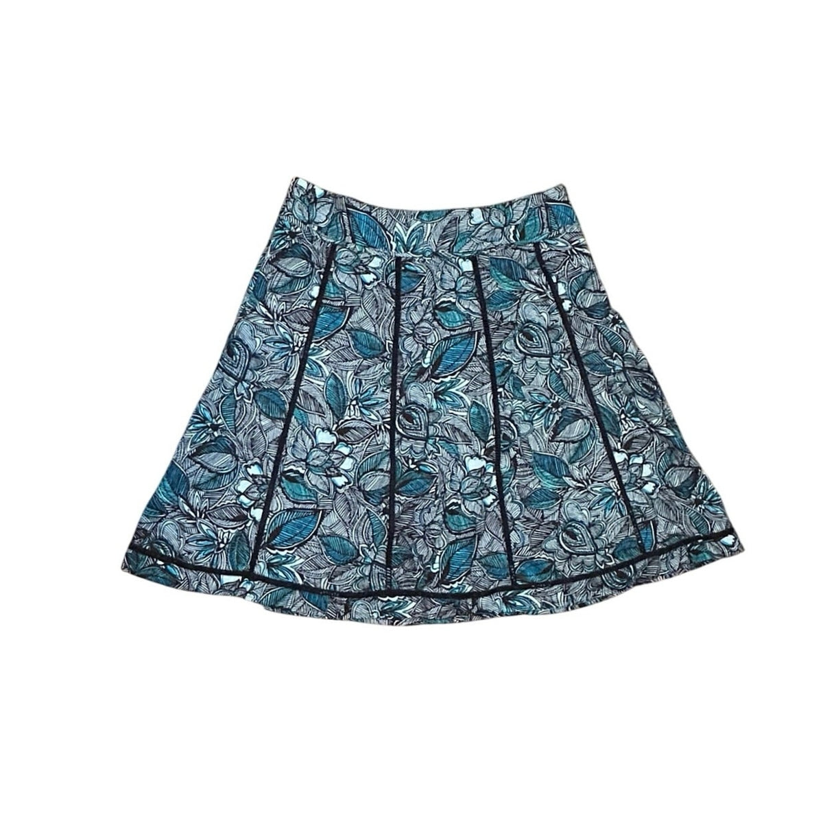 VTG Y2K St. John's Bay Brown Foral Knee Skirt Boho Casual Cottage Retro Cotton