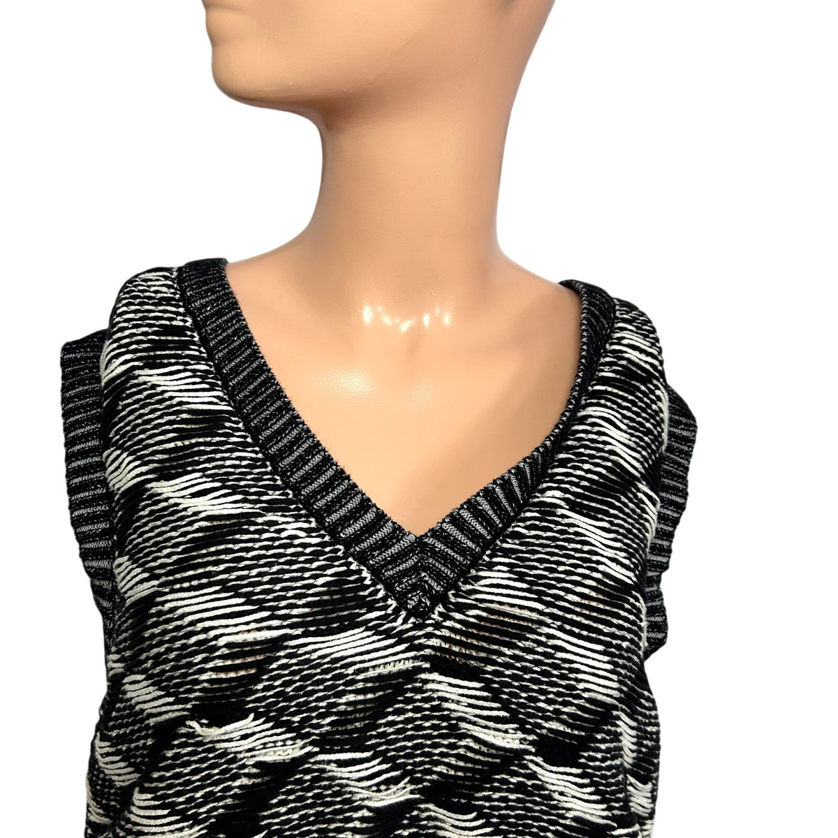 Anthropologie HWR Black White Zip Back Cotton L Sweater Vest Dark Academia Chic