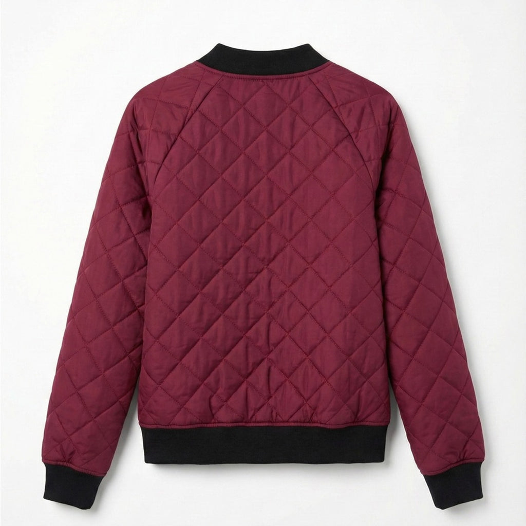 Angstar Maroon Quilted Bomber Jacket XL Aviator Utility Sleeve Pocket Burgundy