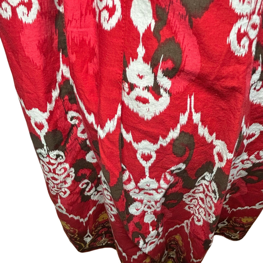 Notations Red Black L Midi Skirt Y2K Boho Whimsigoth Cotton Casual Retro Witchy