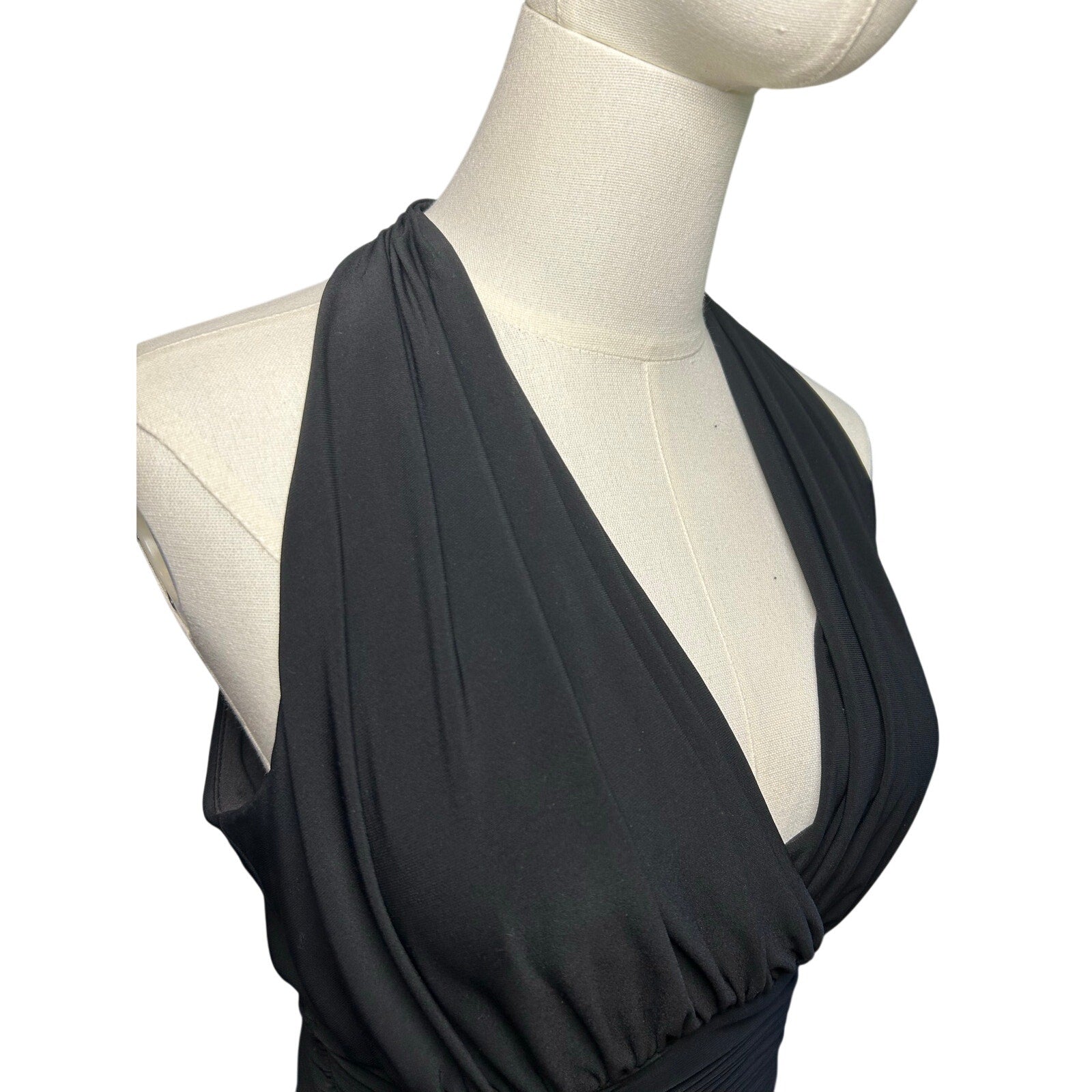 Evan Picone 6 Black Sleeveless Midi Dress Minimalist Formal Cocktail Gown Glam