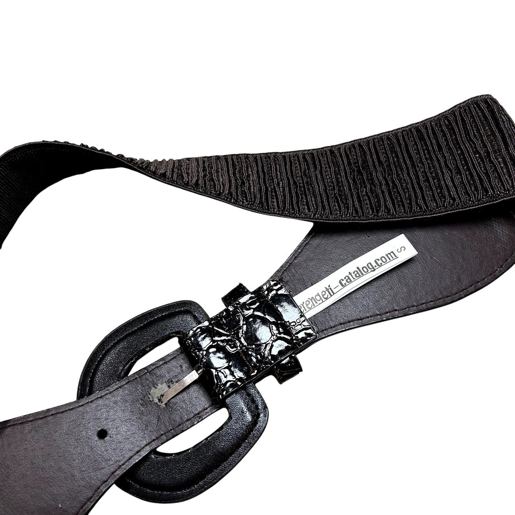 Serengeti S Brown Alligator Texture Elastic Cinch Waist Belt Western Boho Chic